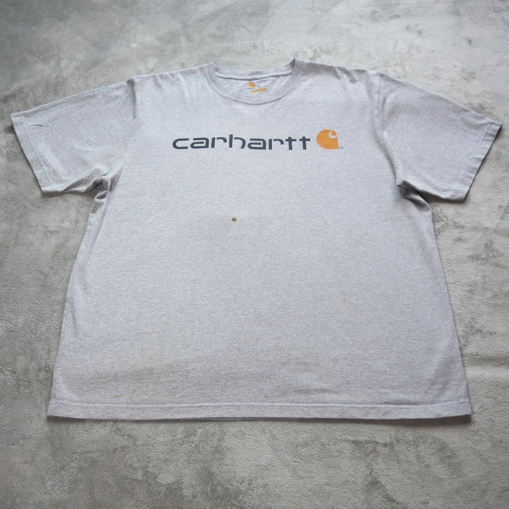 Carhartt K195 Logo Crewneck Shirt Mens Extra Large Grey Black Short Sleeve Tee